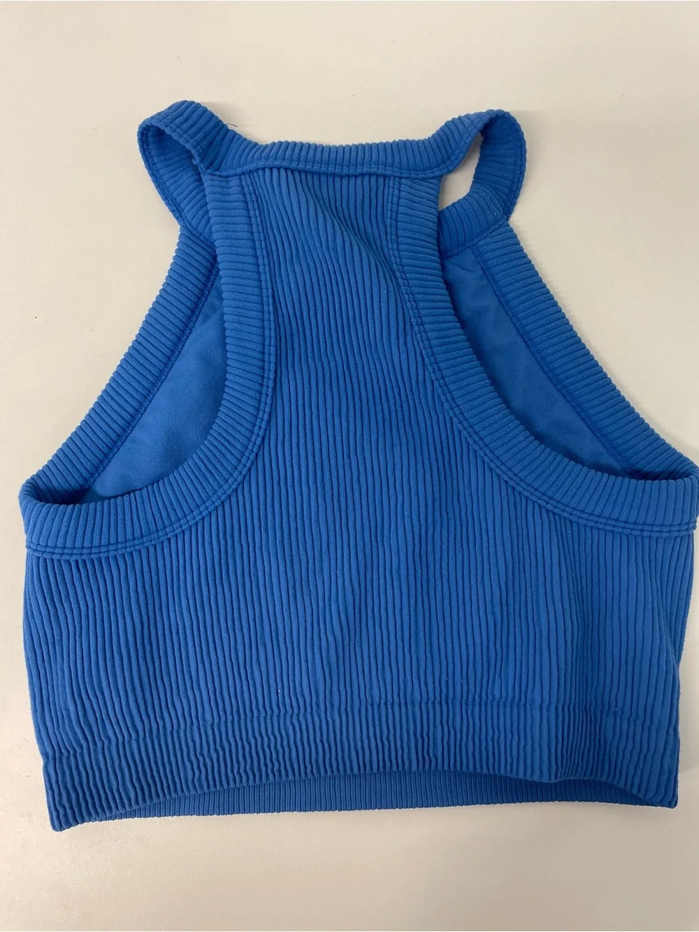 aerie Ribbed High-Neck Crop Sports Bra - Bright Blue